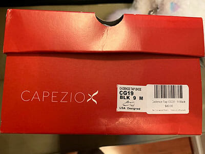 Black Capezio Cadence Tap Shoes Box, Lasley Centre Tap III Class Shoes