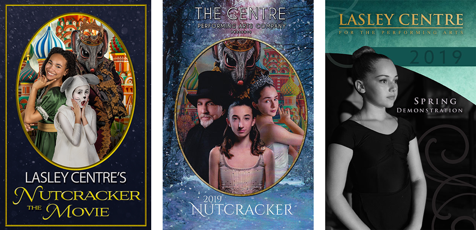 Lasley Centre for the Performing Arts, Lasley Centre's 2019 Spring Recital and Nutcracker poster, and 2020 Nutcracker the Movie poster
